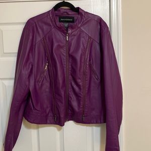 Ashley Stewart purple pleather bomber jacket size 16